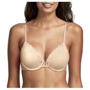 Maidenform Comfort Devotion Beige Lace T-Shirt Bra Style 9404 Size 34C